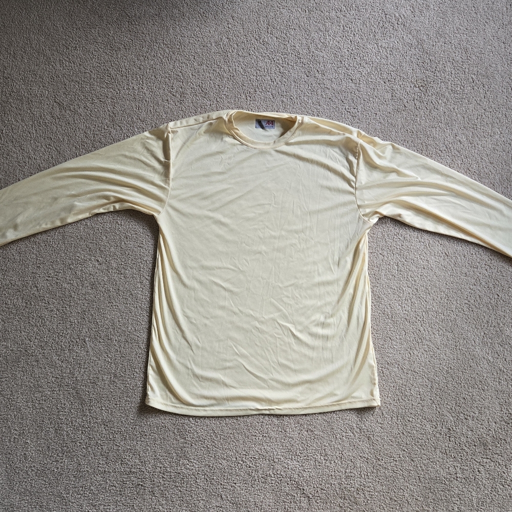 Men's Pastel Yellow Longsleeve Athletic Material Shirt (Medium